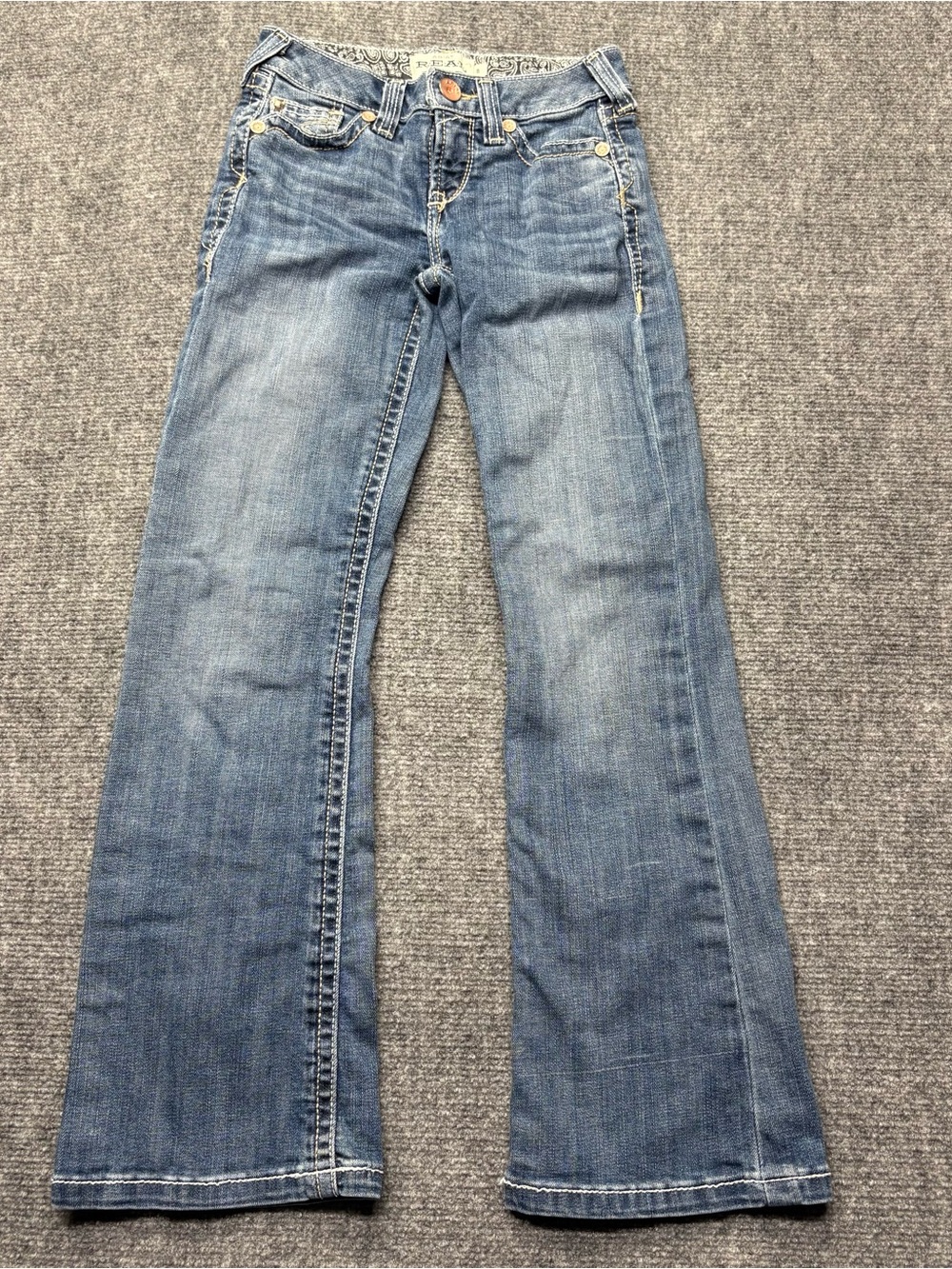 Ariat Real Denim Perfect Rise Boot Girls Size 8 Jeans 22x26 Western Whipstitch